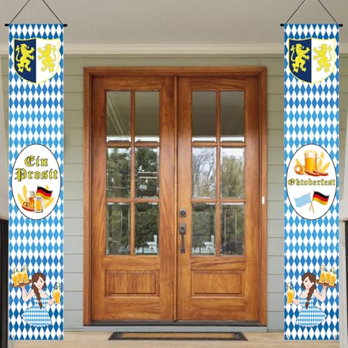 Oktoberfest Deko Banner, Bayerisches Oktoberfestbanner Willkommen, Oktoberfest Hängen Tür Veranda Zeichen Willkommen Banner, für Oktoberfestparty Indoor Outdoor Hängende Dekoration 180 * 30cm von XLZJYIJ