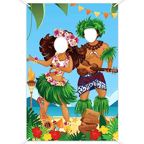 Party Dekoration Hawaii, 180 x 90 cm Luau Foto Stand Hintergrund, Lustige Luau Paar Foto Tür Banner, Fotohintergrund Foto Stütze Banner, Hawaii Sommer Strand Thema Dekoration von XLZJYIJ