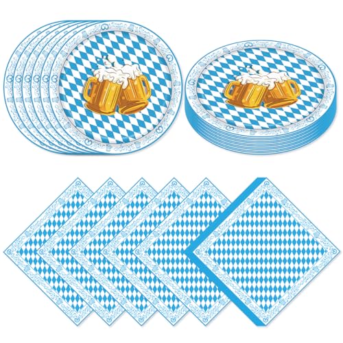 XLZJYIJ 80 Stück Oktoberfest Tischdeko Set, Bayerische Papierteller, Oktoberfest Servietten, Oktoberfest Geschirr Set, Blau Weiß Bayerische Partygeschirr für Oktoberfest Dekoration XLZJYIJ 80 Stück Oktoberfest Tischdeko Set, Bayerische Papierteller, Oktoberfest Servietten, Oktoberfest Geschirr Set, Blau Weiß Bayerische Partygeschirr für Oktoberfest Dekoration von XLZJYIJ