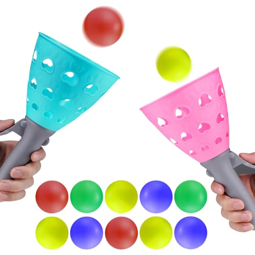 XLZJYIJ Fangball Spiel Kinder, Fangbecher mit Ball, Ball Fang Spiel, Fangbecher Ballspiel mit 2 Startkörben und 10 Bällen, Fang Den Ball Wurfspiel, Outdoor Indoor Spiele Aktivitäten für Kinder von XLZJYIJ