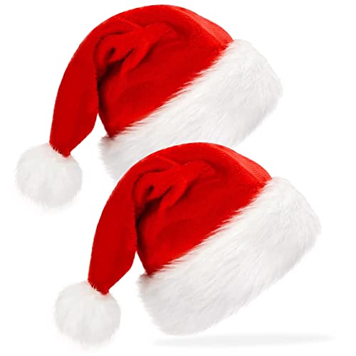 XLZJYIJ Weihnachtsmütze Nikolausmütze Erwachsene, 2 Stück Weihnachts Mütze, Nikolausmütze Rote Santa Plüsche Weihnachtsmann Mütze für Herren/Damen von XLZJYIJ