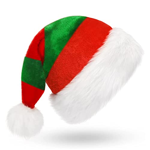 XLZJYIJ Weihnachtsmütze Nikolausmütze Plüsch, Weihnachtsmann Mützen Rot&Grün, Weihnachtliche Mütze Für Erwachsene, Plüsch Nikolaus Mütze für Herren/Damen von XLZJYIJ