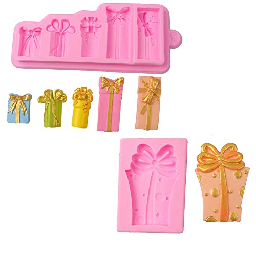 2 Stück Geschenkbox-Form Silikonformen DIY Backform für die Herstellung von Fondant, Schokolade, Süßigkeiten, Kuchendekoration und Handarbeit, Ornamente 2 Stück Geschenkbox-Form Silikonformen DIY Backform für die Herstellung von Fondant, Schokolade, Süßigkeiten, Kuchendekoration und Handarbeit, Ornamente von XLZSP