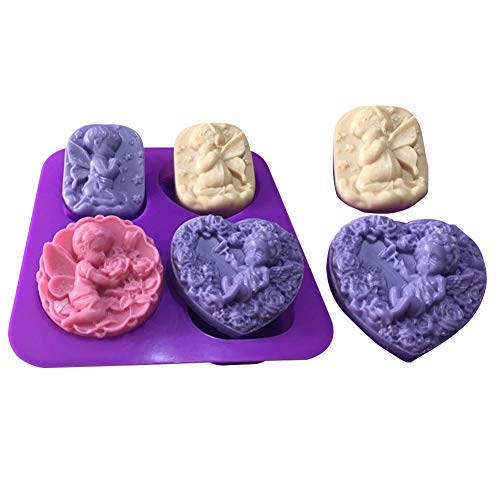 Silikonform mit 4 Mulden, Engel zum Selbermachen, oval/herz/rund, handgefertigte Seife, Schokolade, Brot, Kuchen, Backwerkzeug Silikonform mit 4 Mulden, Engel zum Selbermachen, oval/herz/rund, handgefertigte Seife, Schokolade, Brot, Kuchen, Backwerkzeug von XLZSP