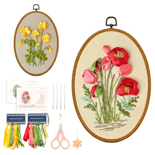 XM-GENYUE Anfänger Stickset für Erwachsene, 3D BandStickerei Handgemachte DIY 3D-Wandkunst enthält 1 Stickrahmen, 2 Stoff, Fäden,geeignet für Handarbeitsliebhaber zum Erlernen von Sticktechniken XM-GENYUE Anfänger Stickset für Erwachsene, 3D BandStickerei Handgemachte DIY 3D-Wandkunst enthält 1 Stickrahmen, 2 Stoff, Fäden,geeignet für Handarbeitsliebhaber zum Erlernen von Sticktechniken von XM-GENYUE