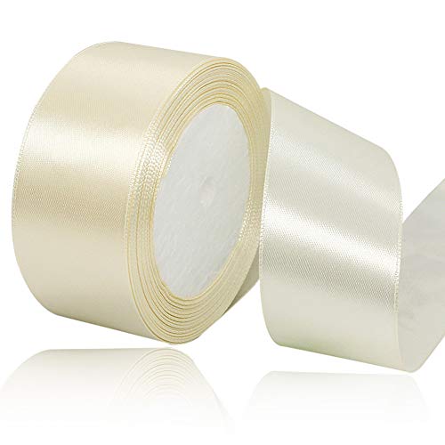 Creme Satinbands 40mm Breit, 22 Meters Schleifenband, Geschenkband für Geschenkverpackungen, DIY Handwerk, Blumensträuße, Nähprojekte, Schleifenherstellung, Geburtstags- und Hochzeitsdekorationen Creme Satinbands 40mm Breit, 22 Meters Schleifenband, Geschenkband für Geschenkverpackungen, DIY Handwerk, Blumensträuße, Nähprojekte, Schleifenherstellung, Geburtstags- und Hochzeitsdekorationen von XMASOLD