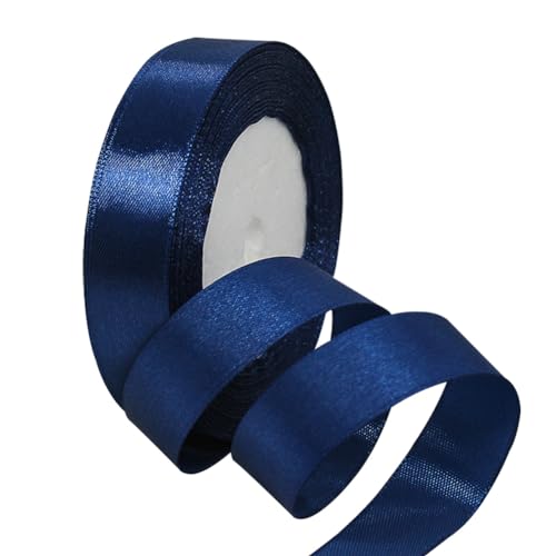 Dunkelblau Satinbands 20mm Breit, 22 Meters Schleifenband, Geschenkband für Geschenkverpackungen, DIY Handwerk, Blumensträuße, Nähprojekte, Schleifenherstellung, Geburtstags- und Hochzeitsdekorationen von XMASOLD