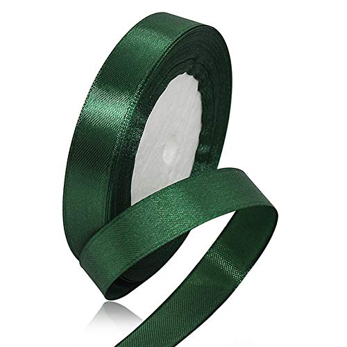 Dunkelgrün Satinbands 15mm Breit, 22 Meters Schleifenband, Geschenkband für Geschenkverpackungen, DIY Handwerk, Blumensträuße, Nähprojekte, Schleifenherstellung, Geburtstags- und Hochzeitsdekorationen von XMASOLD