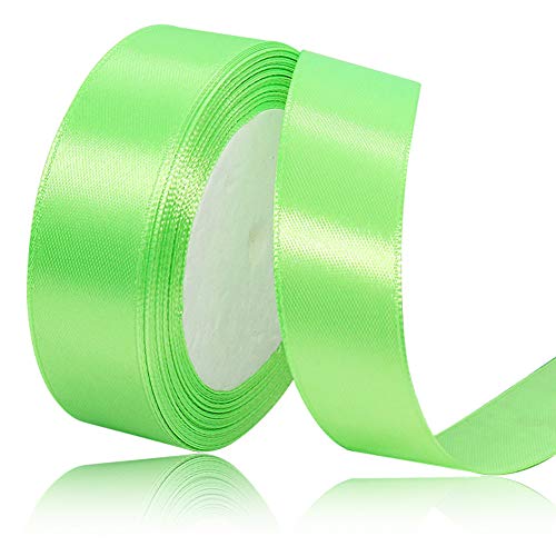 Fruchtgrün Satinbands 25mm Breit, 22 Meters Schleifenband, Geschenkband für Geschenkverpackungen, DIY Handwerk, Blumensträuße, Nähprojekte, Schleifenherstellung, Geburtstags- und Hochzeitsdekorationen von XMASOLD