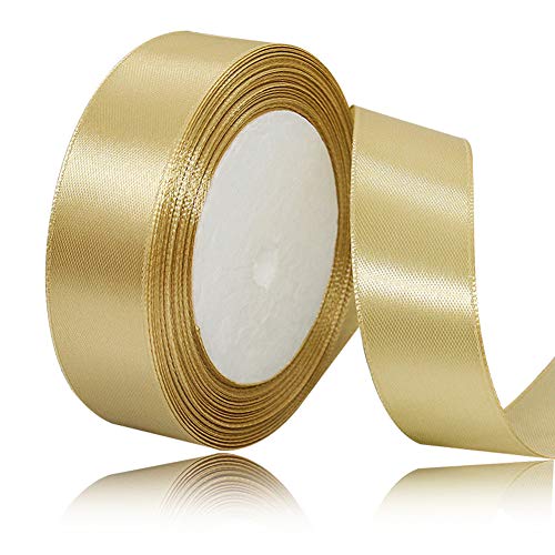 Gold Satinbands 25mm Breit, 22 Meters Schleifenband, Geschenkband für Geschenkverpackungen, DIY Handwerk, Blumensträuße, Nähprojekte, Schleifenherstellung, Geburtstags- und Hochzeitsdekorationen Gold Satinbands 25mm Breit, 22 Meters Schleifenband, Geschenkband für Geschenkverpackungen, DIY Handwerk, Blumensträuße, Nähprojekte, Schleifenherstellung, Geburtstags- und Hochzeitsdekorationen von XMASOLD