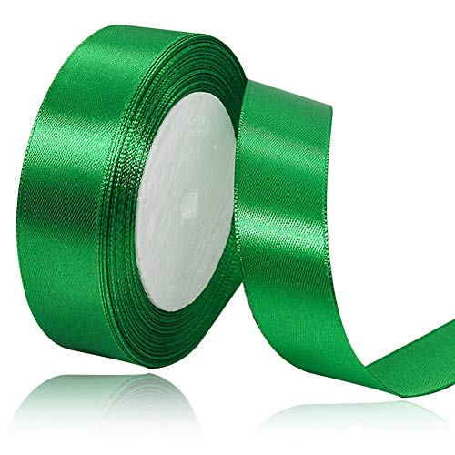 Grün Satinbands 20mm Breit, 22 Meters Schleifenband, Geschenkband für Geschenkverpackungen, DIY Handwerk, Blumensträuße, Nähprojekte, Schleifenherstellung, Geburtstags- und Hochzeitsdekorationen von XMASOLD