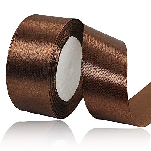 Kaffee Satinbands 40mm Breit, 22 Meters Schleifenband, Geschenkband für Geschenkverpackungen, DIY Handwerk, Blumensträuße, Nähprojekte, Schleifenherstellung, Geburtstags- und Hochzeitsdekorationen von XMASOLD