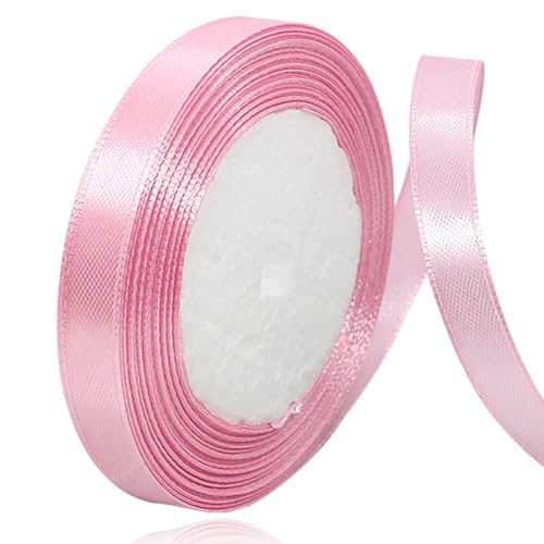 Rosa Satinbands15mm Breit, 22 Meters Schleifenband, Geschenkband für Geschenkverpackungen, DIY Handwerk, Blumensträuße, Nähprojekte, Schleifenherstellung, Geburtstags- und Hochzeitsdekorationen von XMASOLD