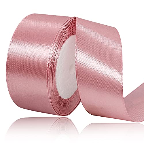 Roségold Satinbands 40mm Breit, 22 Meters Schleifenband, Geschenkband für Geschenkverpackungen, DIY Handwerk, Blumensträuße, Nähprojekte, Schleifenherstellung, Geburtstags- und Hochzeitsdekorationen von XMASOLD