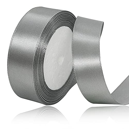 Satinbands Silber 25mm Breit, 22m Grau Schleifenband, Geschenkband für Geschenkverpackungen, DIY Handwerk, Blumensträuße, Nähprojekte, Schleifenherstellung, Geburtstags- und Hochzeitsdekorationen Satinbands Silber 25mm Breit, 22m Grau Schleifenband, Geschenkband für Geschenkverpackungen, DIY Handwerk, Blumensträuße, Nähprojekte, Schleifenherstellung, Geburtstags- und Hochzeitsdekorationen von XMASOLD