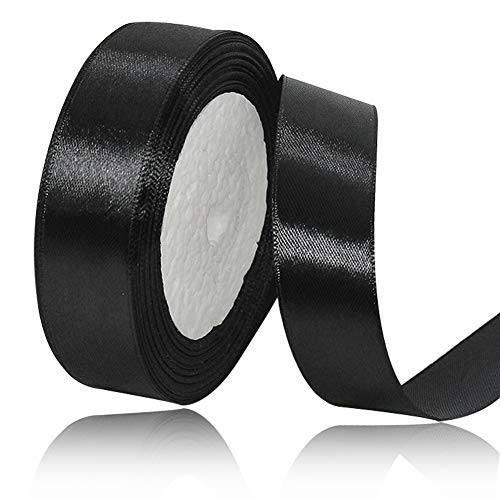 Schwarz Satinbands 25mm Breit, 22 Meters Schleifenband, Geschenkband für Geschenkverpackungen, DIY Handwerk, Blumensträuße, Nähprojekte, Schleifenherstellung, Geburtstags- und Hochzeitsdekorationen Schwarz Satinbands 25mm Breit, 22 Meters Schleifenband, Geschenkband für Geschenkverpackungen, DIY Handwerk, Blumensträuße, Nähprojekte, Schleifenherstellung, Geburtstags- und Hochzeitsdekorationen von XMASOLD