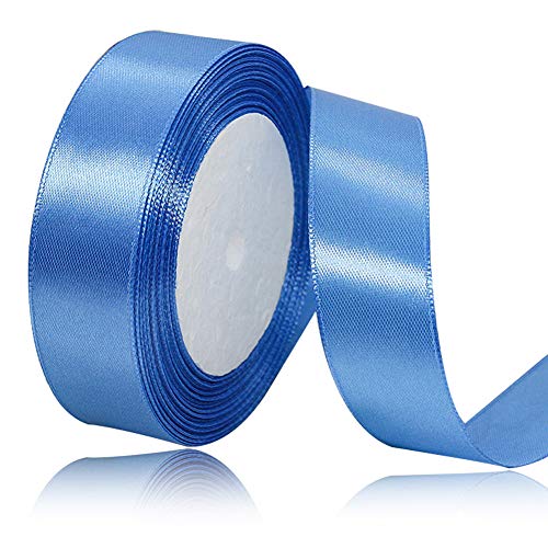 Seeblau Satinbands 25mm Breit, 22 Meters Schleifenband, Geschenkband für Geschenkverpackungen, DIY Handwerk, Blumensträuße, Nähprojekte, Schleifenherstellung, Geburtstags- und Hochzeitsdekorationen von XMASOLD