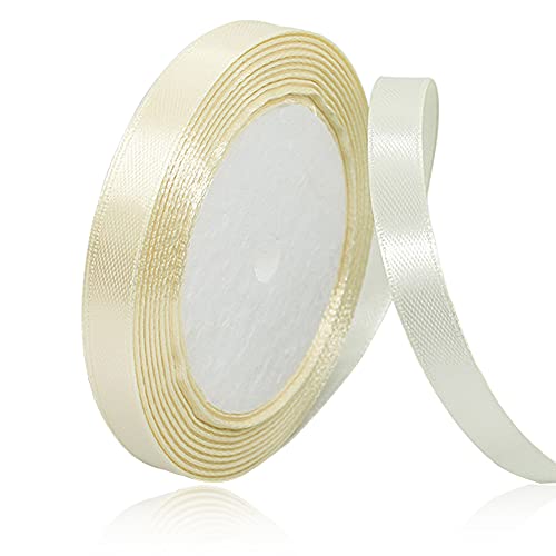 Creme 10mm Breit Satinbands, 22 Meters Schleifenband, Geschenkband für Geschenkverpackungen, DIY Handwerk, Blumensträuße, Nähprojekte, Schleifenherstellung, Geburtstags- und Hochzeitsdekorationen von XMASOLD