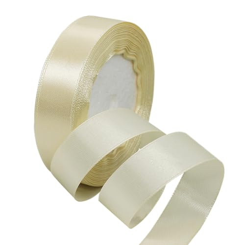 Creme Satinbands 15mm Breit, 22 Meters Schleifenband, Geschenkband für Geschenkverpackungen, DIY Handwerk, Blumensträuße, Nähprojekte, Schleifenherstellung, Geburtstags- und Hochzeitsdekorationen von XMASOLD