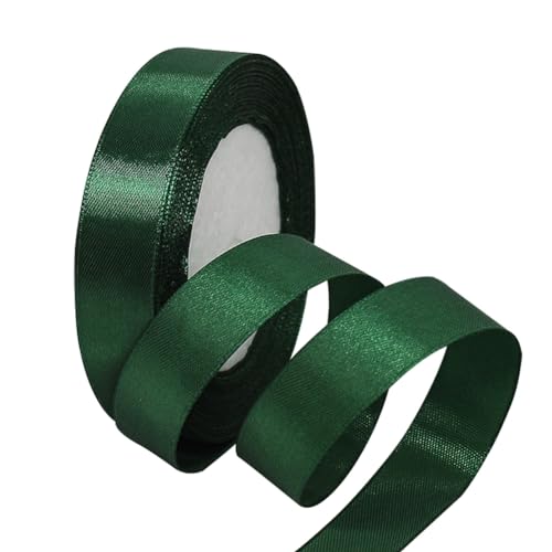 XMASOLD Satinbands, 22 Meters Dunkelgrün 20mm Breit Geschenkband für Geschenkverpackungen, DIY Handwerk, Blumensträuße, Nähprojekte, Schleifenherstellung, Geburtstags- und Hochzeitsdekorationen von XMASOLD