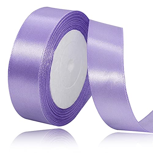 Flieder Lila Satinbands 25mm Breit, 22m Schleifenband, Geschenkband für Geschenkverpackungen, DIY Handwerk, Blumensträuße, Nähprojekte, Schleifenherstellung, Geburtstags- und Hochzeitsdekorationen von XMASOLD