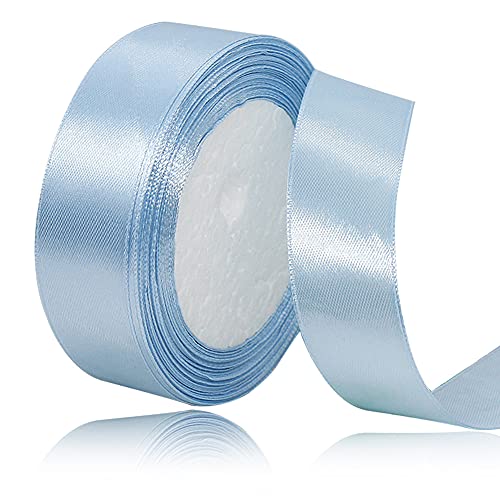 Hellblau Satinbands 25mm Breit, 22m Hellblau Schleifenband, Geschenkband für Geschenkverpackungen, Blumensträuße, Nähprojekte, Schleifenherstellung, Geburtstags- und Hochzeitsdekorationen von XMASOLD