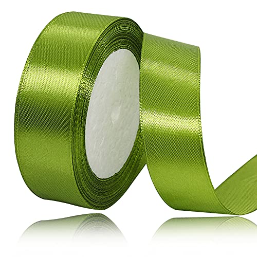 XMASOLD Satinbands, 22 Meters Olive Green 25mm Breit Geschenkband für Geschenkverpackungen, DIY Handwerk, Blumensträuße, Nähprojekte, Schleifenherstellung, Geburtstags- und Hochzeitsdekorationen von XMASOLD