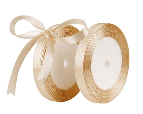 Gold Satinbands 2 Rollen 10mm Breit, Geschenk Band 22m Geschenkband für Geschenkverpackungen, Weihnachtsband, Handwerk, Blumensträuße, Schleifenherstellung, Geburtstags- und Hochzeitsdekorationen von XMASOLD