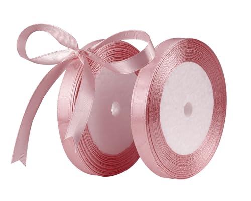 Roségold Satinbands 2 Rollen 10mm Breit, Geschenk Band 22m Geschenkband für Geschenkverpackungen, Weihnachtsband, Handwerk, Blumensträuße, Schleifenherstellung, Geburtstags- und Hochzeitsdekorationen von XMASOLD