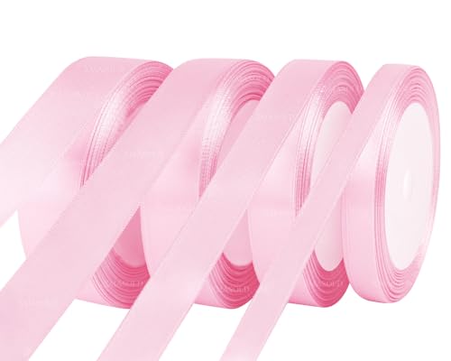 22m x 4 Rollen Rosa Satinband, Geschenkbänder Rosa Deko Schleifenband für Hochzeit Geburtstag Weihnachtsband 22m x 4 Rollen Rosa Satinband, Geschenkbänder Rosa Deko Schleifenband für Hochzeit Geburtstag Weihnachtsband von XMASOLD
