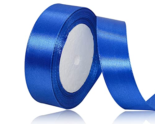 Blau Satinband 25mm, 22Meters Blau Schleifenband Geschenkband Dekoband Stoffband für Geschenk, Basteln, Nähprojekte, Haarschleifen, Brautstrauß, Hochzeits Dekoration von XMASOLDECOR