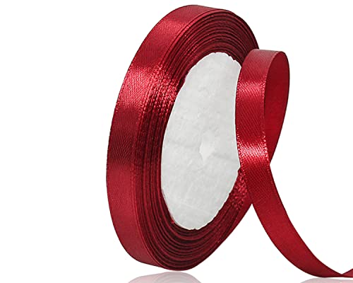 Burgunder Satinband 10mm x 22Meters Schleifenband Weinrot Geschenkband Dekoband Stoffband für Geschenk, Basteln, Nähprojekte, Haarschleifen, Brautstrauß, Hochzeits Dekoration von XMASOLDECOR