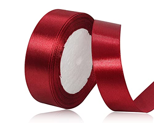 Burgunder Satinband 25mm x 22Meters Schleifenband Weinrot Geschenkband Dekoband Stoffband für Geschenk, Basteln, Nähprojekte, Haarschleifen, Brautstrauß, Hochzeits Dekoration Burgunder Satinband 25mm x 22Meters Schleifenband Weinrot Geschenkband Dekoband Stoffband für Geschenk, Basteln, Nähprojekte, Haarschleifen, Brautstrauß, Hochzeits Dekoration von XMASOLDECOR