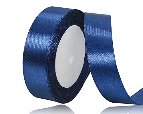 Dunkelblau Satinband 20mm x 22Meters Schleifenband Dunkelblau Geschenkband Dekoband Stoffband für Geschenk, Basteln, Nähprojekte, Haarschleifen, Brautstrauß, Hochzeits Dekoration von XMASOLDECOR