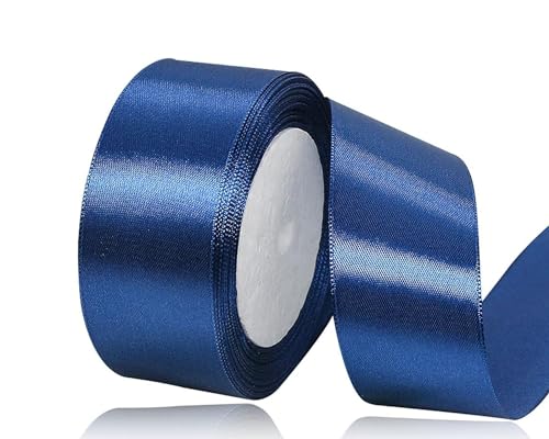Dunkelblau Satinband 40mm, 22Meters Schleifenband Dunkelblau Geschenkband Dekoband Stoffband für Geschenk, Basteln, Nähprojekte, Haarschleifen, Brautstrauß, Hochzeits Dekoration von XMASOLDECOR