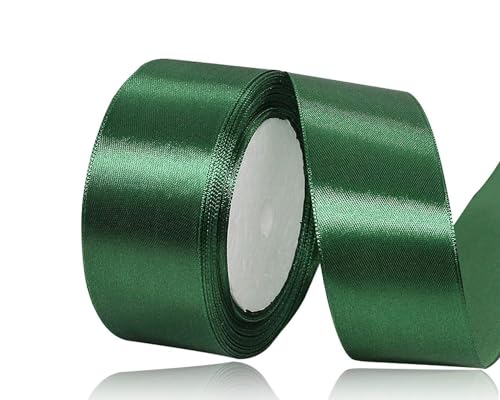 Dunkelgrün Satinband 40mm, 22Meters Schleifenband Dunkelgrün Geschenkband Dekoband Stoffband für Geschenk, Basteln, Nähprojekte, Haarschleifen, Brautstrauß, Hochzeits Dekoration von XMASOLDECOR