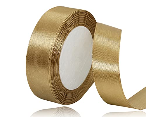 Dunkles Gold Satinband 20mm x 22Meters Schleifenband Champagner Geschenkband Dekoband Stoffband für Geschenk, Basteln, Nähprojekte, Haarschleifen, Brautstrauß, Hochzeits Dekoration von XMASOLDECOR