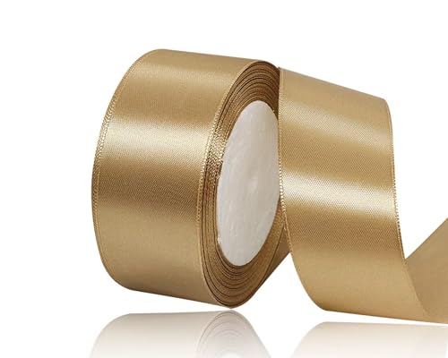 Dunkles Gold Satinband 40mm, 22Meters Schleifenband Dunkles Gold Geschenkband Dekoband Stoffband für Geschenk, Basteln, Nähprojekte, Haarschleifen, Brautstrauß, Hochzeits Dekoration von XMASOLDECOR