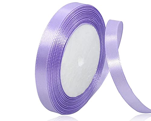 Flieder Lila Satinband 10mm x 22Meters Schleifenband Flieder Lila Geschenkband Dekoband Stoffband für Geschenk, Basteln, Nähprojekte, Haarschleifen, Brautstrauß, Hochzeits Dekoration von XMASOLDECOR