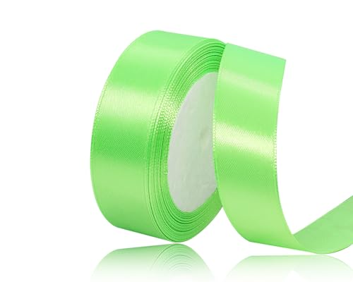 Fruchtgrün Satinband 25mm, 22Meters Schleifenband Fruchtgrün Geschenkband Dekoband Stoffband für Geschenk, Basteln, Nähprojekte, Haarschleifen, Brautstrauß, Hochzeits Dekoration von XMASOLDECOR