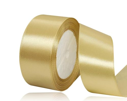 Gold Satinband 40mm, 22Meters Schleifenband Gold Geschenkband Dekoband Stoffband für Geschenk, Basteln, Nähprojekte, Haarschleifen, Brautstrauß, Hochzeits Dekoration von XMASOLDECOR