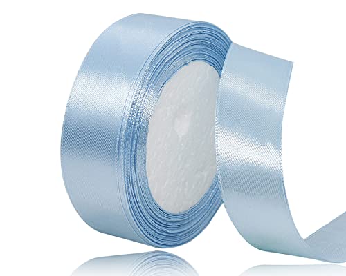 Hellblau Satinband 20mm x 22Meters Schleifenband Hellblau Geschenkband Dekoband Stoffband für Geschenk, Basteln, Nähprojekte, Haarschleifen, Brautstrauß, Hochzeits Dekoration von XMASOLDECOR