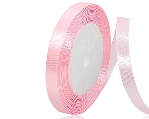 Hellrosa Satinband 10mm x 22Meters Schleifenband Hellrosa Geschenkband Dekoband Stoffband für Geschenk, Basteln, Nähprojekte, Haarschleifen, Brautstrauß, Hochzeits Dekoration von XMASOLDECOR