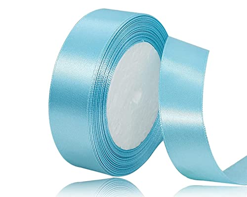 Himmelblau Satinband 20mm x 22Meters Schleifenband Himmelblau Geschenkband Dekoband Stoffband für Geschenk, Basteln, Nähprojekte, Haarschleifen, Brautstrauß, Hochzeits Dekoration von XMASOLDECOR