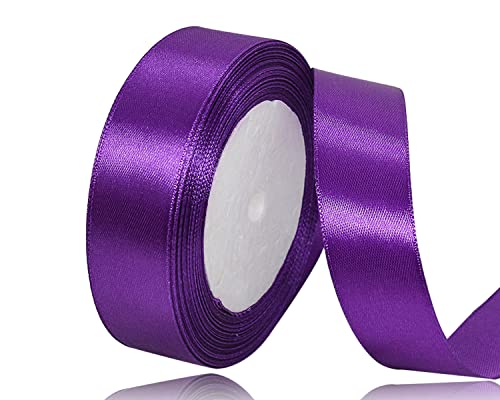 Lila Satinband 20mm x 22Meters Schleifenband Lila Geschenkband Dekoband Stoffband für Geschenk, Basteln, Nähprojekte, Haarschleifen, Brautstrauß, Hochzeits Dekoration von XMASOLDECOR