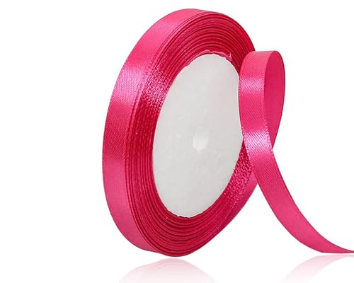 Magenta Satinband 10mm, 22Meters Schleifenband Rosenrot Geschenkband Dekoband Stoffband für Geschenk, Basteln, Nähprojekte, Haarschleifen, Brautstrauß, Hochzeits Dekoration von XMASOLDECOR