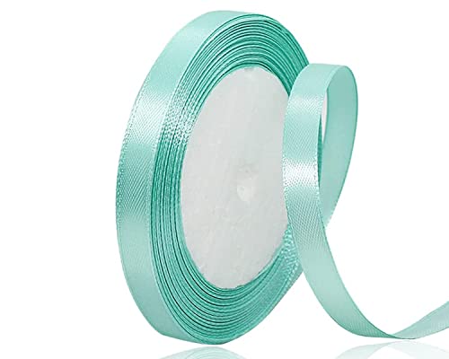 Mintgrün Satinband 10mm x 22Meters Schleifenband Mintgrün Geschenkband Dekoband Stoffband für Geschenk, Basteln, Nähprojekte, Haarschleifen, Brautstrauß, Hochzeits Dekoration von XMASOLDECOR