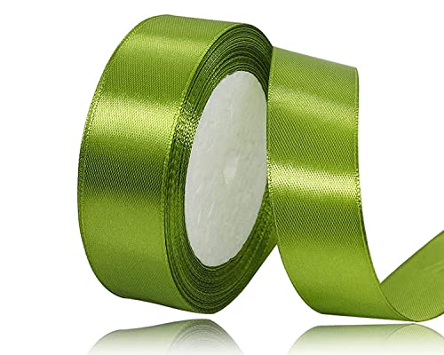 Olivgrün Satinband 20mm x 22Meters Schleifenband Apfelgrün Geschenkband Dekoband Stoffband für Geschenk, Basteln, Nähprojekte, Haarschleifen, Brautstrauß, Hochzeits Dekoration von XMASOLDECOR