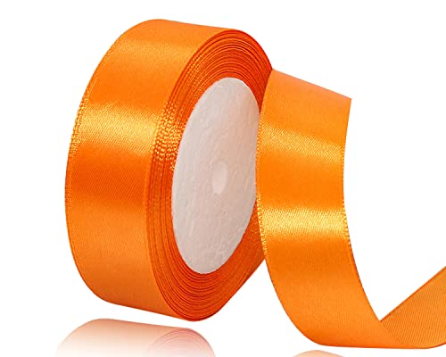 Orange Satinband 20mm x 22Meters Schleifenband Orange Geschenkband Dekoband Stoffband für Geschenk, Basteln, Nähprojekte, Haarschleifen, Brautstrauß, Hochzeits Dekoration von XMASOLDECOR