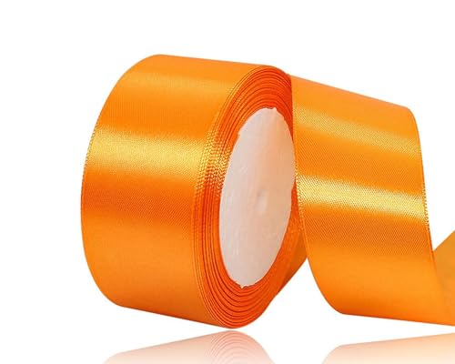 Orange Satinband 40mm, 22Meters Schleifenband Orange Geschenkband Dekoband Stoffband für Geschenk, Basteln, Nähprojekte, Haarschleifen, Brautstrauß, Hochzeits Dekoration von XMASOLDECOR